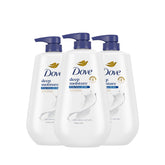 Dove front pump bottle showing label and moisturizing benefits