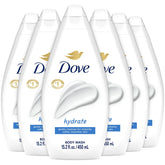 Dove Hydrate front packaging shows gentle formula and six-pack convenience