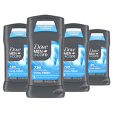 Dove Men+Care front packaging showing four sticks and long-lasting protection