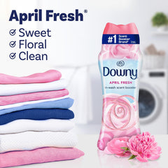 Downy April Fresh measuring cap with beads illustrating correct dosing benefit
