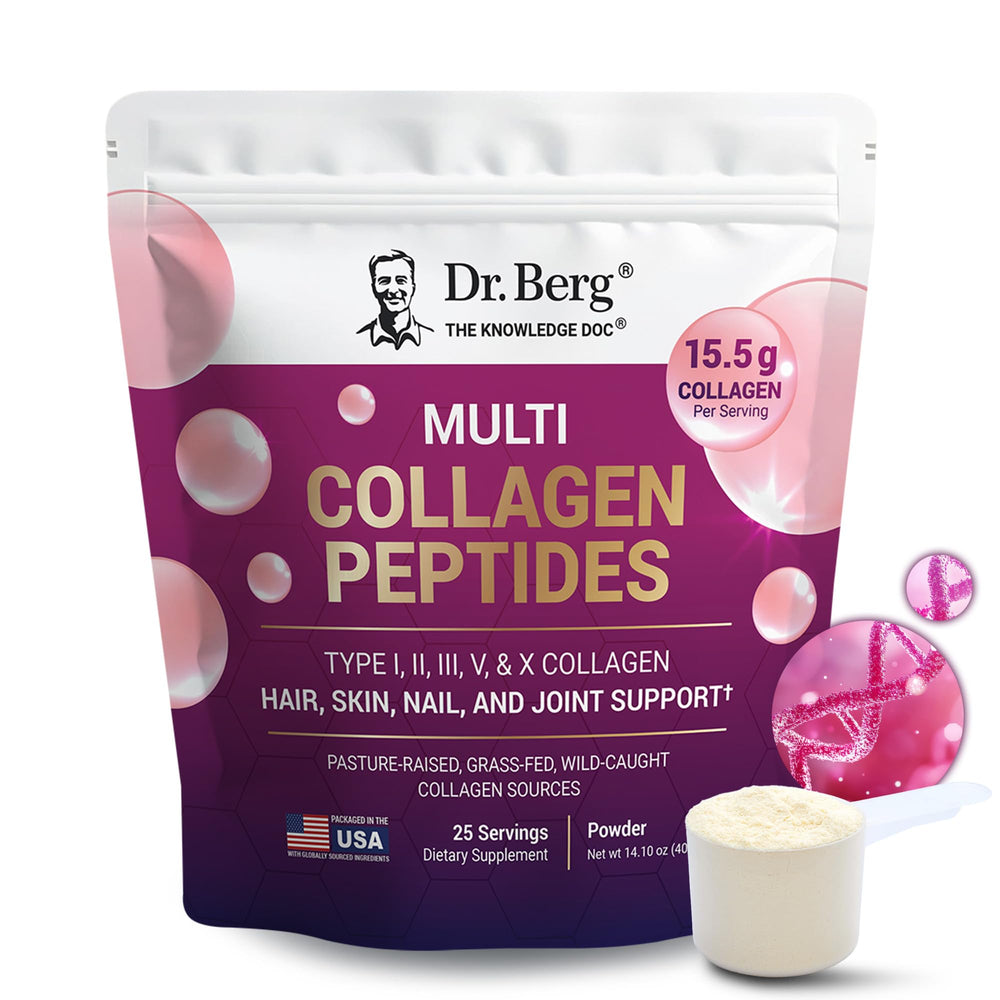 Dr. Berg front packaging showing product and servings benefit