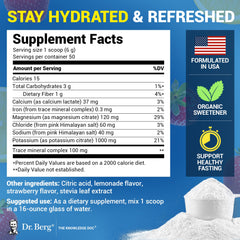 Dr. Berg open container revealing powder and 50-serving convenience