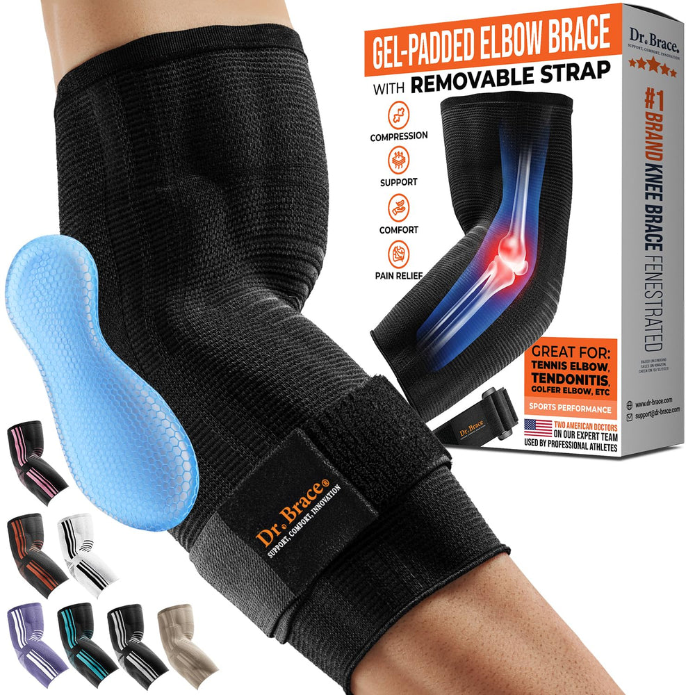 DR. BRACE front view of sleeve showing branding and breathable fit benefit