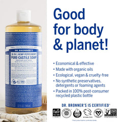 Dr. Bronner's lather in hand demonstrating gentle cleansing and rinseability benefit