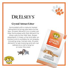 Dr. Elsey's crystals spread in a litter box demonstrating non-cling texture and comfort benefit