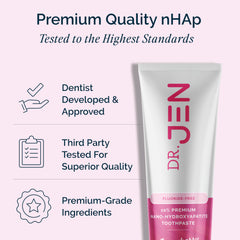 Dr Jen label close-up showing ingredient transparency and high-grade hydroxyapatite