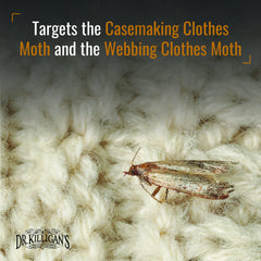 Dr. Killigan's traps placed in a closet among hanging garments for ongoing moth monitoring