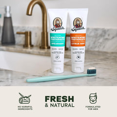 Dr. Squatch Citrus Mint paste texture displayed to show gentle whitening action