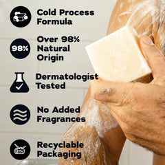 Dr. Squatch rich lather on hand demonstrating gentle, hydrating foam
