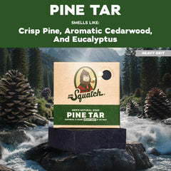 Dr. Squatch Pine Tar soap texture closeup revealing creamy marbling and rich lather benefit