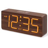 DreamSky wooden alarm clock front display with large numbers for easy reading