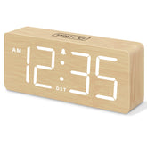 DreamSky wooden clock front display showing large digits and easy reading