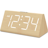 DreamSky wooden clock front display with large digits for quick time reading