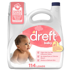 Dreft front jug 150 fl oz showing label and load count benefit