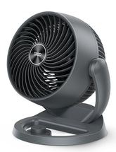 DREO desk fan front view showing airflow and compact design benefit