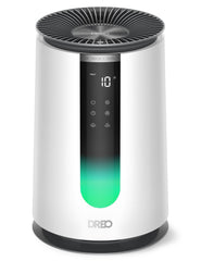 DREO front view of purifier showing sleek design and quick airflow benefit