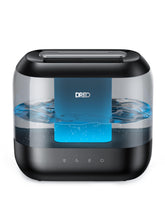 DREO front view showing ebony humidifier and quiet design benefit
