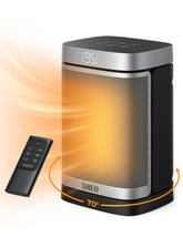 DREO space heater front view showing compact profile and quick warmth