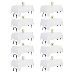 DRESSMAKER front view of ten white tablecloths, ready for events