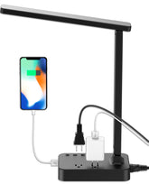 Drevet lamp front view showing sleek foldable design and compact base for tidy desks