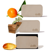 drift amber front packaging showing three scent blocks and included metal clip for easy use