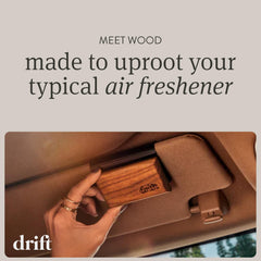 drift wood scent block closeup showing texture and finish, emphasizes natural material benefit