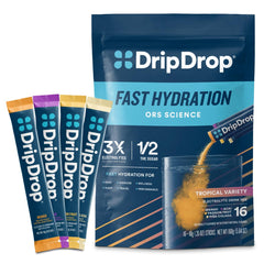 DripDrop front packaging showing tropical variety and vibrant design for easy selection