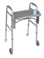 Drive Medical tray front view showing flat surface and two cup wells for secure carrying