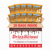 Drizzilicious front packaging showing single-serve bags and colorful branding