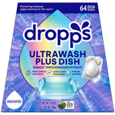 Dropps UltraWash Plus front tub showing brand and unscented pods benefit: convenient dosing