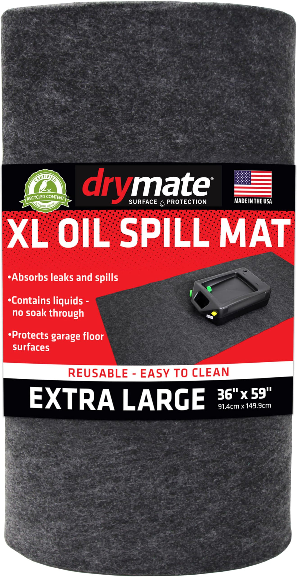 Drymate XL front view showing full mat and coverage benefit
