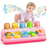 Duchong front view of pop-up toy showing colorful animals and buttons for engaging play