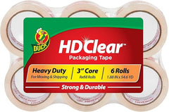 Duck HD clear front packaging showing six refill rolls and product label benefit