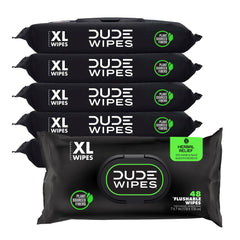DUDE Wipes front packaging showing herbal relief benefits and count