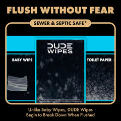 DUDE Wipes ingredients label highlighting plant-based and gentle benefit