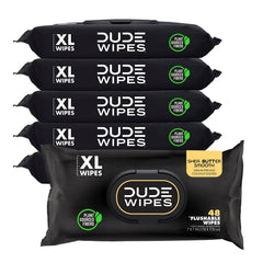 DUDE Wipes front packaging showing 288-count bulk supply and convenience