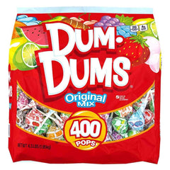 Dum Dums front of bag showing 400 count and visual variety for easy bulk buying