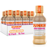 Dunkin' bottle front view showing French Vanilla flavor and chilled appeal