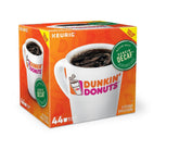Dunkin' front box showing 44-pack and medium roast branding for convenient supply