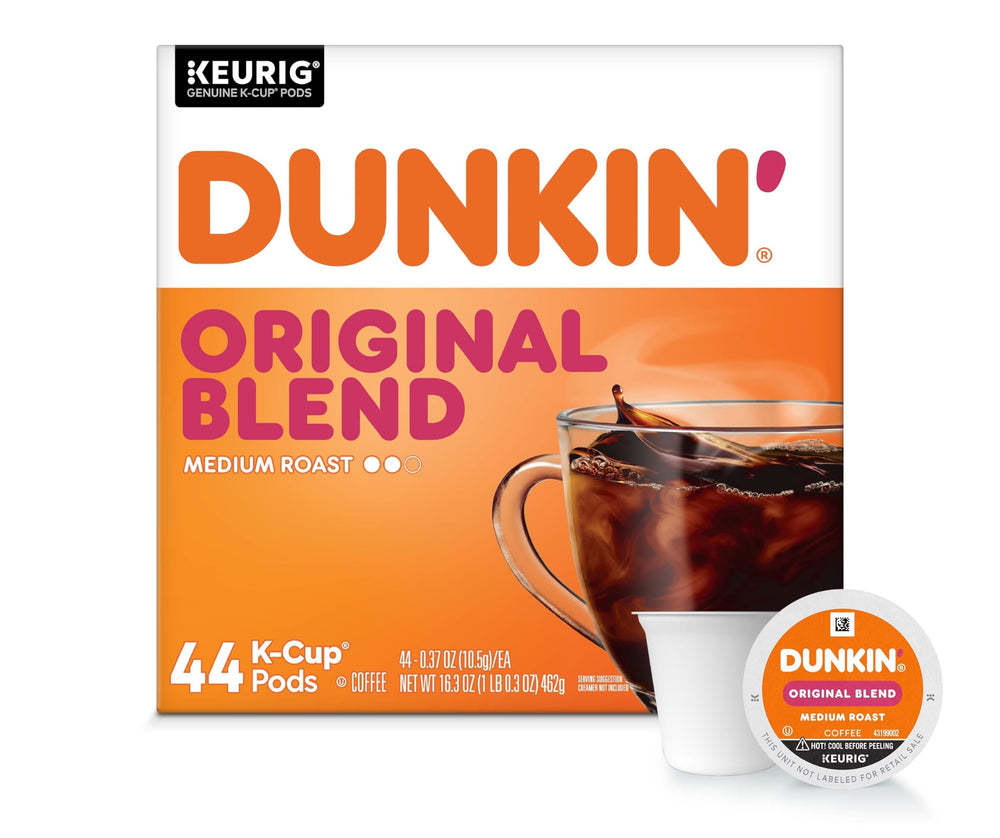 Dunkin' front packaging showing box and brand, convenient grab-and-go benefit