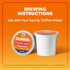 Keurig machine brewing a Dunkin' pod for fast, consistent single-serve coffee