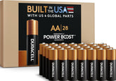 Duracell front view showing 28-count pack and clear storage tray for organized readiness