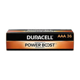 Duracell Coppertop AAA front packaging showing 36-pack and brand reliability