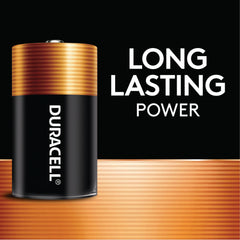 Duracell Coppertop C cells inside a flashlight providing reliable light
