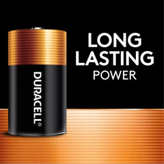 Duracell Coppertop D close-up of battery top and label highlighting quality