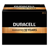 Duracell Coppertop D front pack displaying 12 batteries and clear brand benefit