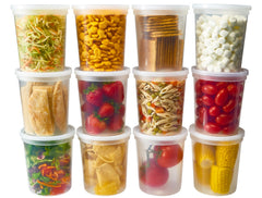 DuraHome front view 24-count pack showing clear containers and tight lids for convenience