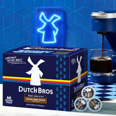 Close-up of Dutch Bros pod foil base showing freshness seal and clear flavor