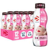 Dymatize front packaging showing Very Berry Strawberry flavor and nutrition benefits
