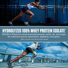 Dymatize ISO100 chocolate peanut butter shake in glass for fast recovery
